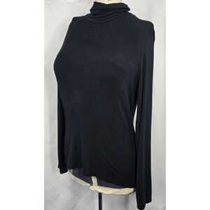 Vintage Jillian Jones Black Turtleneck Long Sleeve Top Rayon Blend Womens Sm 90s